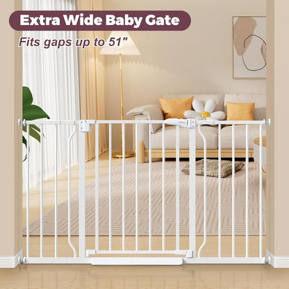 29"-51" Baby Gate for Stairs, Auto Close Stroller Friendly Dog Gate Indoor for Doorways, Pressure