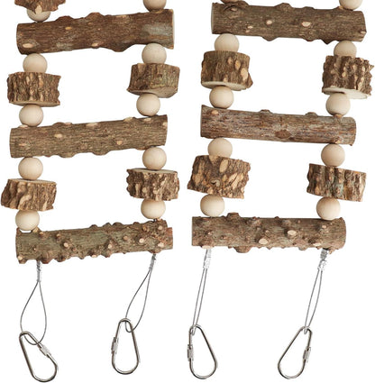 Natural Pepper Wood Hanging Pet Bridge & Swing, Rat & Hamster Climbing Toys, Bird Cage Accessories