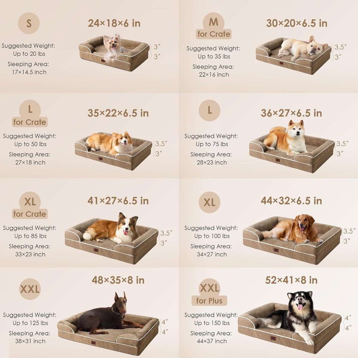 EHEYCIGA Orthopedic Dog Beds for Large Dogs, Waterproof Memory Foam Large Dog Bed with Sides
