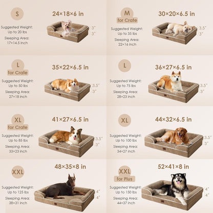 EHEYCIGA Orthopedic Dog Beds for Large Dogs, Waterproof Memory Foam Large Dog Bed with Sides