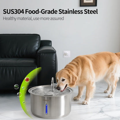 Large Dog Water Fountain, Petsamuse 11L/2.8Gal Automatic Circulating Stainless Steel Water Bowl