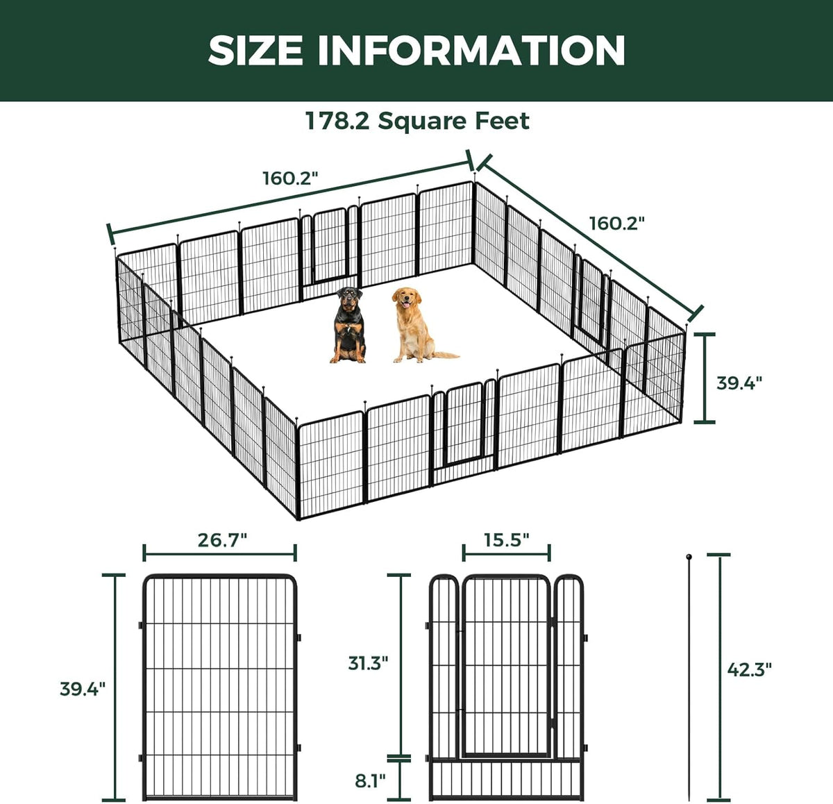 FXW Rollick Unleashed Dog Playpen for Indoor, Yard, RV Camping, 40 inch 24 Panels for Medium and