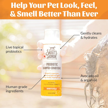 Skout's Honor Probiotic Dog Shampoo & Conditioner with Avocado Oil & Omega-3s, 97% Natural, Paraben