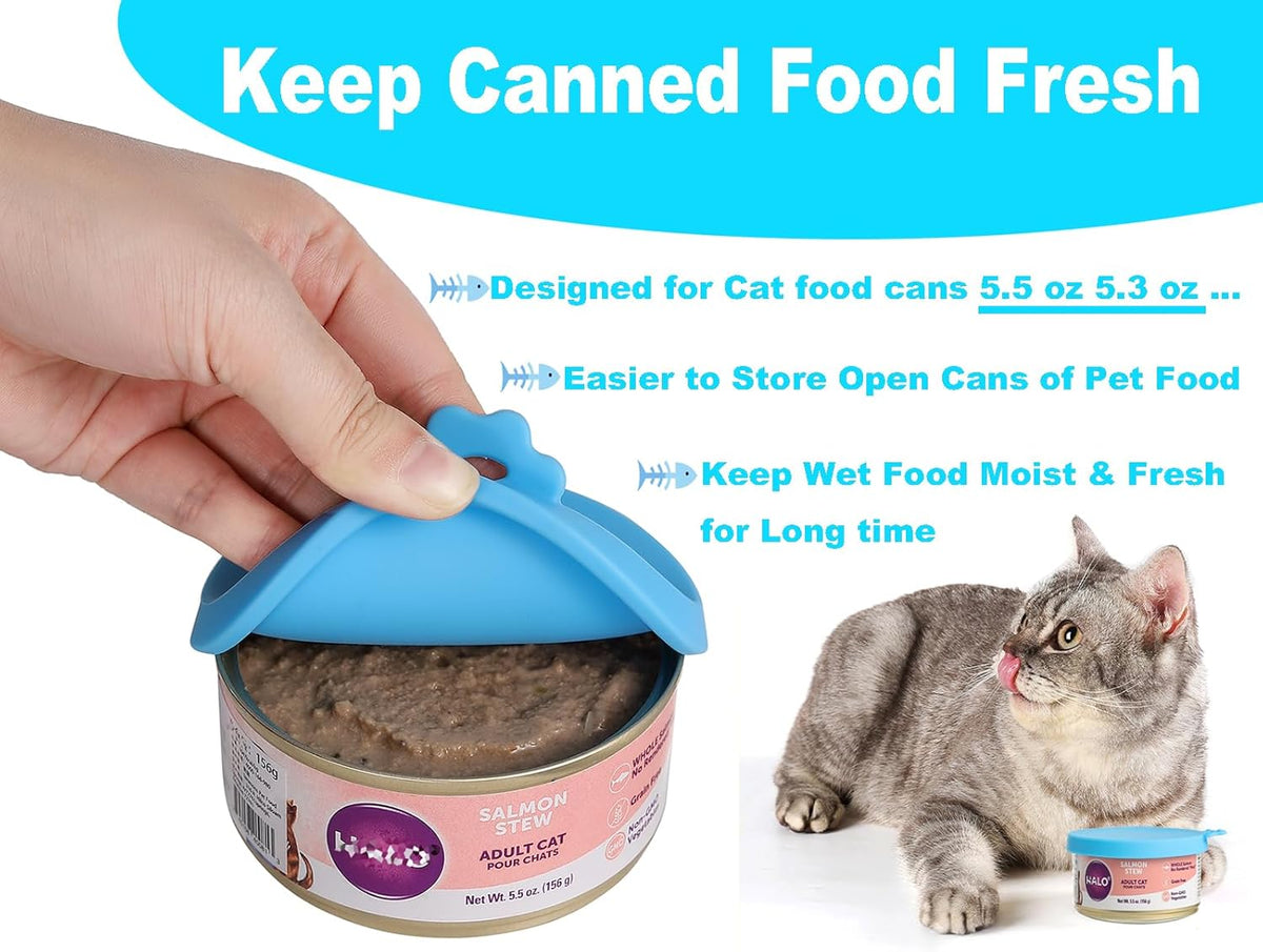 COMTIM Cat Food Can Covers Lids for 5.5 oz Cans, 2 Pack Silicone Cat Food Can Lids for 5.5 oz 5.3