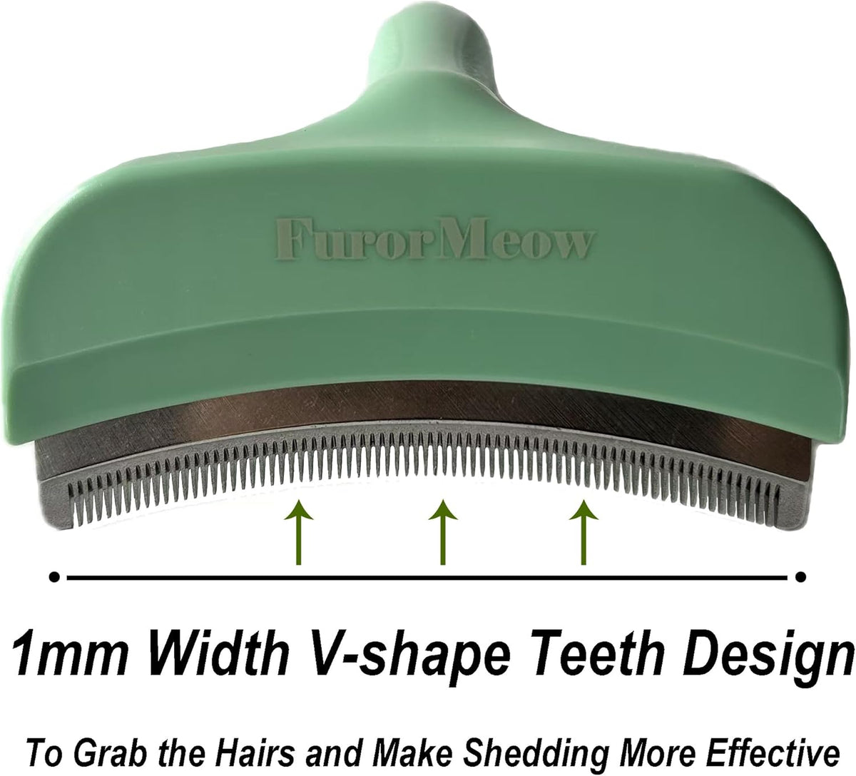 Pet Deshedding Tool with Curve Blade, Cat Grooming Brush, Tight V-shaped Teeth Shedding Comb for