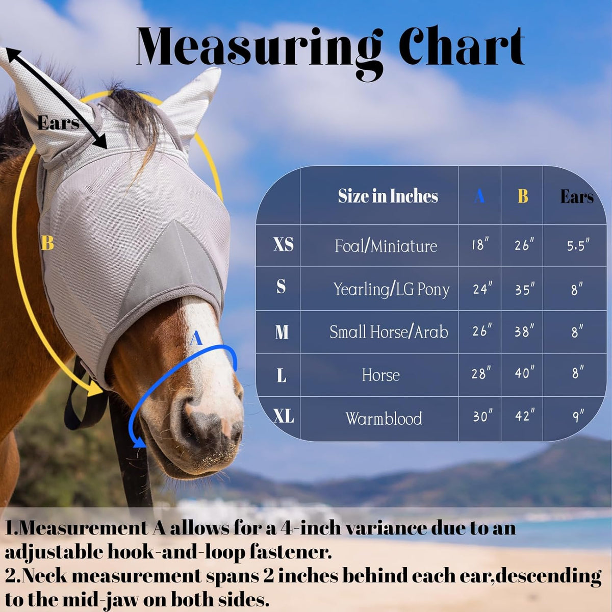 Horse Fly Mask, Adjustable Fly Masks for Horses with Ears, UV Protection from Insect Pests Comfort