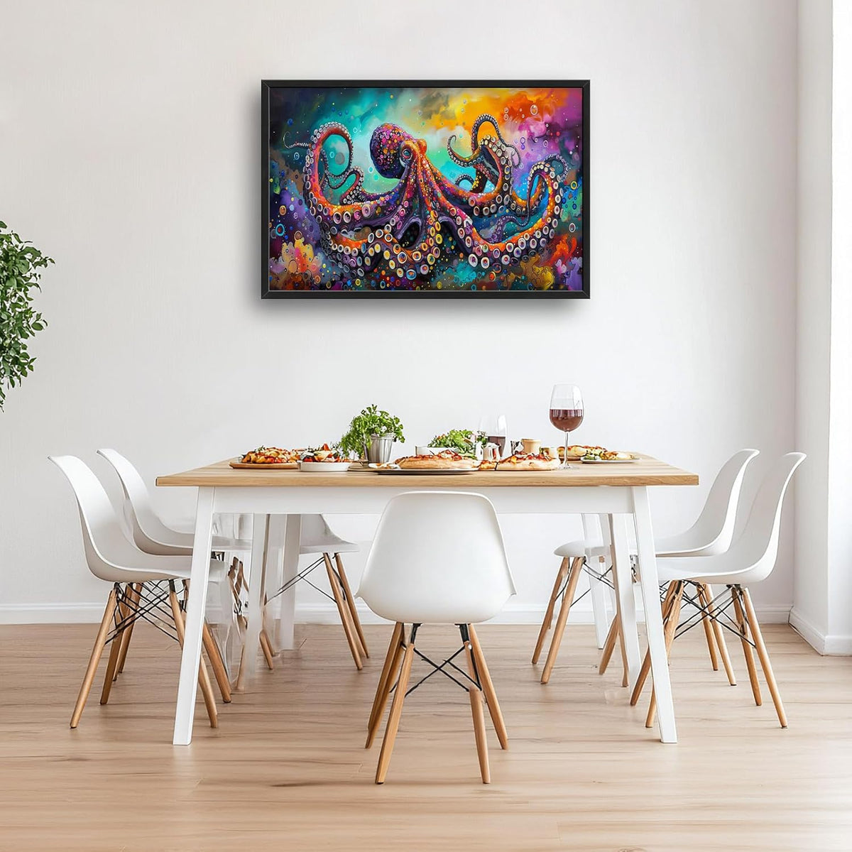 Quorin Octopus Large Wall Art Abstract Colorful Octopus Pictures Sea Ocean Animal Wall Decor Canvas