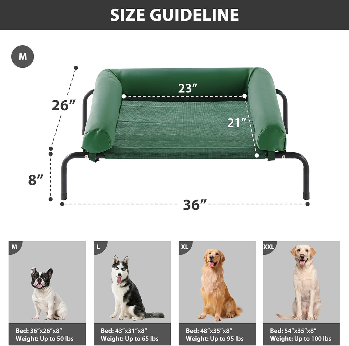 RRPETHOME Large Elevated Cooling Dog Bed, Raised Dog Cot Beds for Large Dogs, Elevated Outdoor Pet
