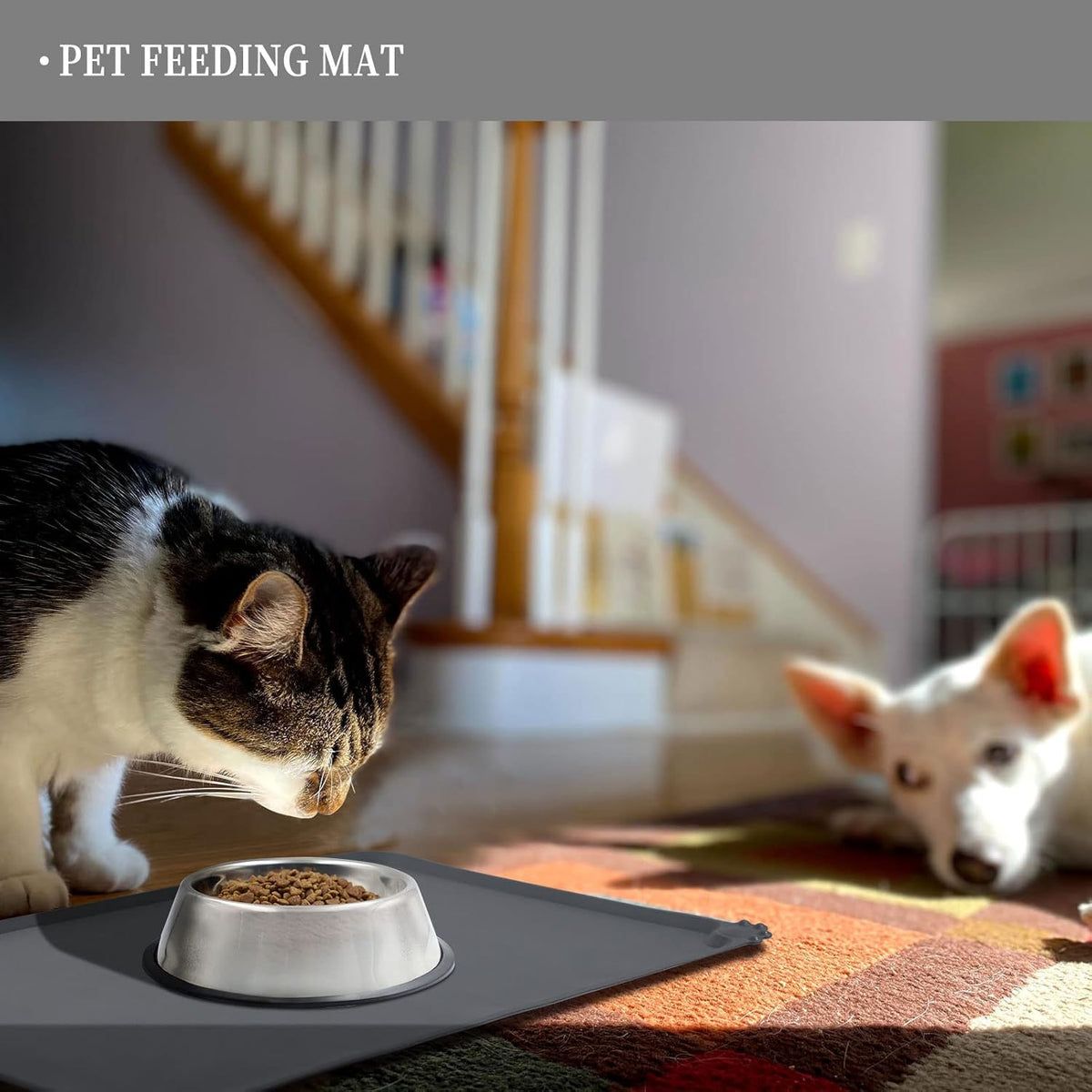 Waterproof Pet Feeding Mat with High Raised Edges, Heavier and Thicker Placemats for Cat Dog Water