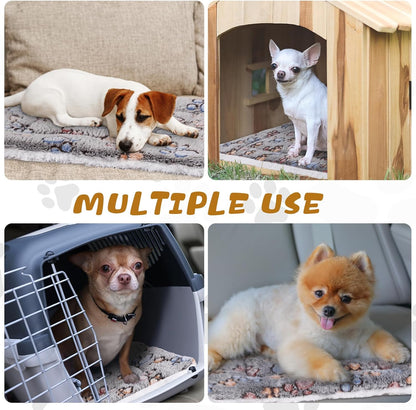 Tuanse 4 Pack Ultra Soft Dog Cat Bed Mat with Cute Prints Reversible Fleece Dog Crate Kennel Pad