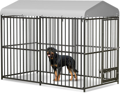 8x4x6 FT Outdoor Dog Kennel,Heavy-Duty Enclosures Outside with UV-Resistant Waterproof Roof Cover