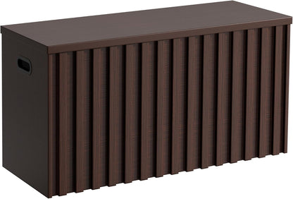 UEV Storage Bench,39.4" Wood Box, Storage Trunk with 2 Safety Hinges, Ottoman Storage Chest, Fluted
