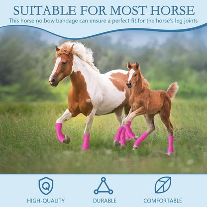 Set of 4 Horse No Bow Bandage 3D Contoured Standing Wrap Bandages Stable Nylon Horse Leg Wraps for