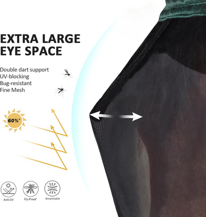 Harrison Howard Pro Luminous Horse Half Face Fly Mask Large Eye Space with Ears UV Protection for
