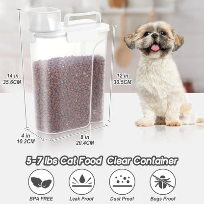 5-7Lbs Dog Cat Food Storage Container with Upgraded Large Nozzle BPA-free, 4 Snap Seals Plastic Pet