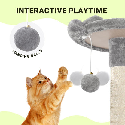 Allewie 64 Inches Cat Tree Tower/Multi-Level Activity Center for Indoor Big Felines/2 Plush