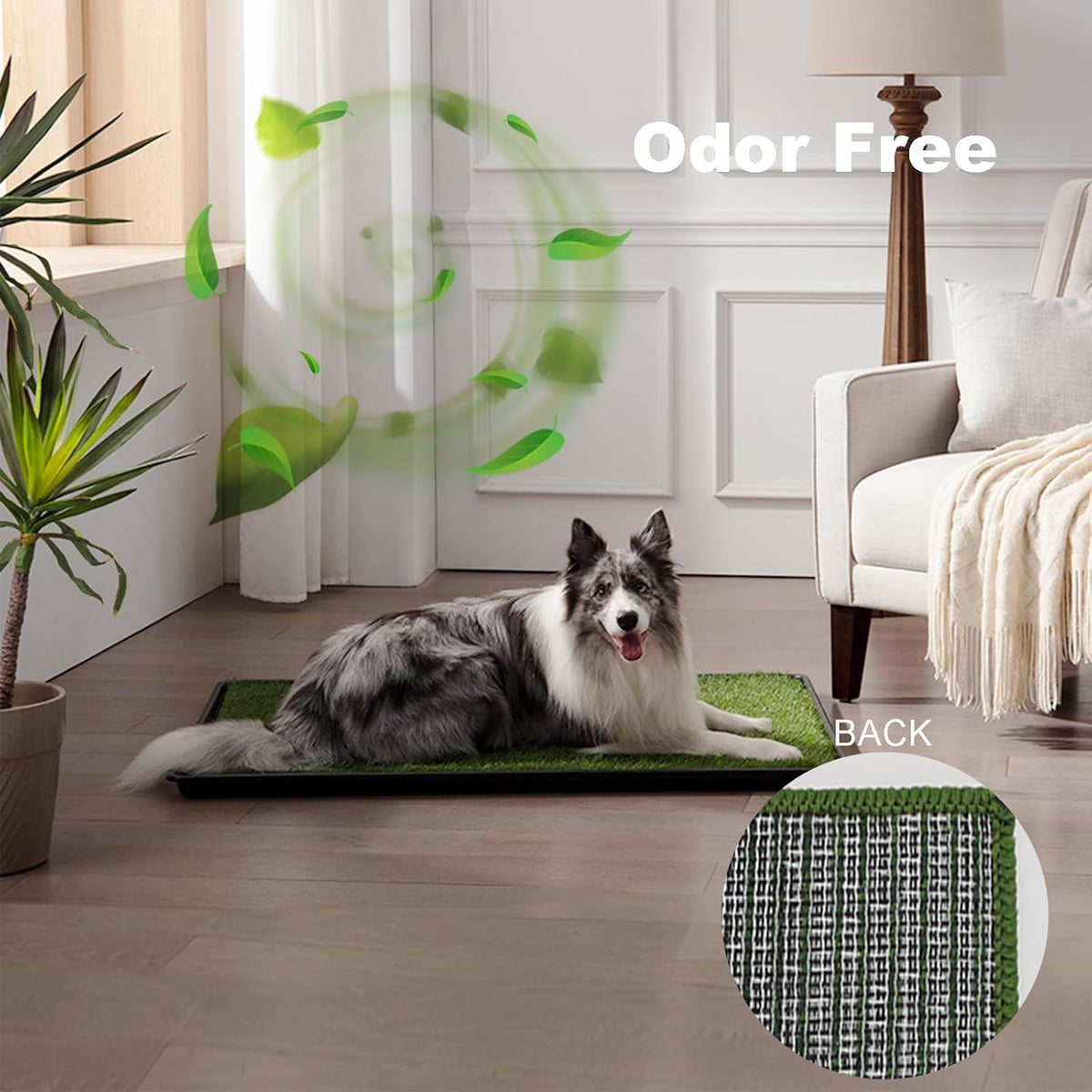 Dog Grass Pad with Tray Small 23" x 16", Dog Potty (No Grate) with Ultra-Absorbent Artificial Grass