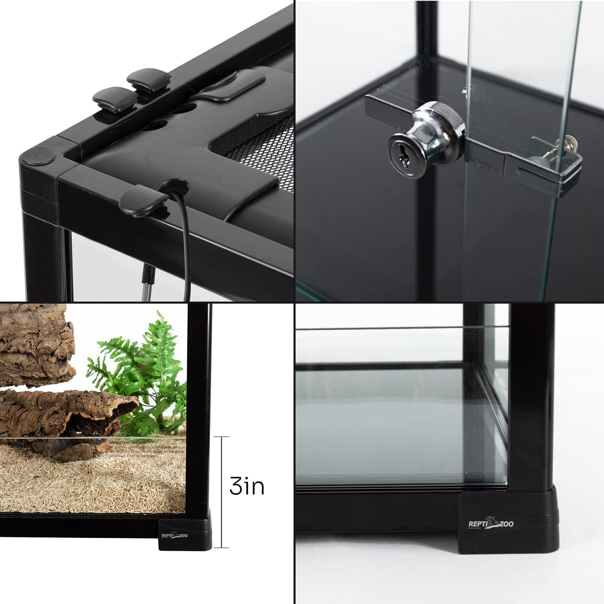 REPTIZOO 84 Gallon Large Reptile Terrarium Extra-Long 60" x 18" x 18" Spliceable Glass Reptile