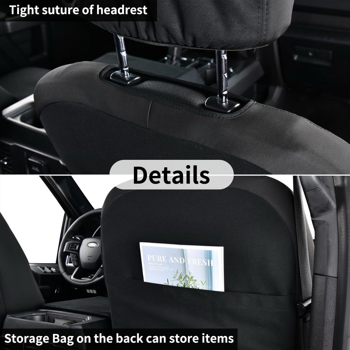 Coverado Front Seat Covers, Waterproof Canvas Seat Protector for Car Seat Cushions for Kids & Dogs