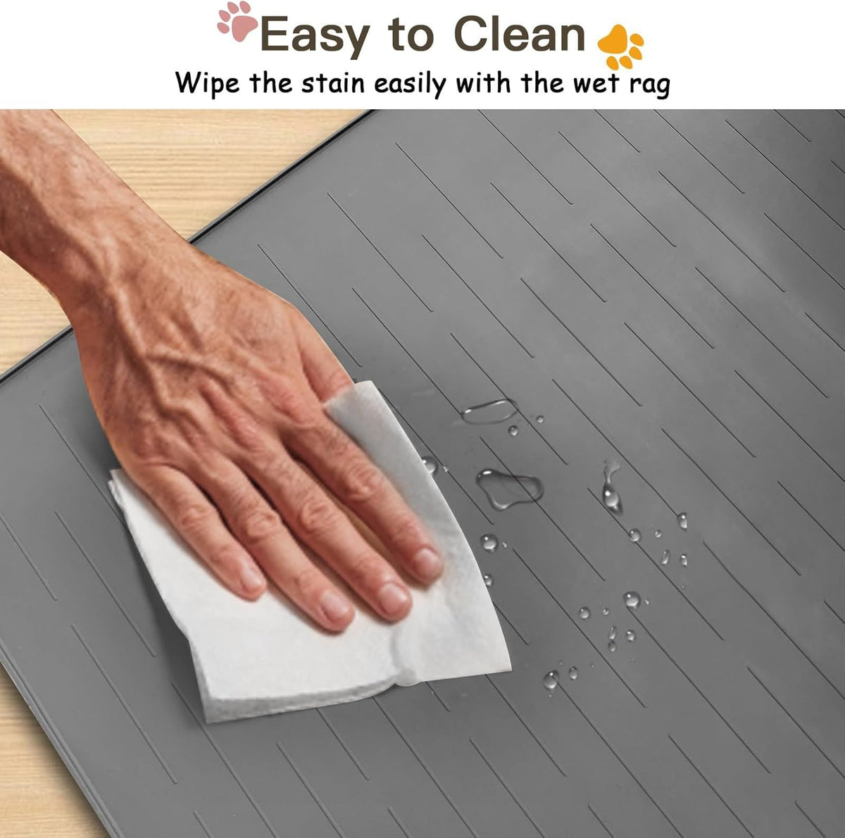 Large Dog Mats for Food and Water, 32"x24" Waterproof Pet Food Mats for Floor Nonslip Silicone Bowl
