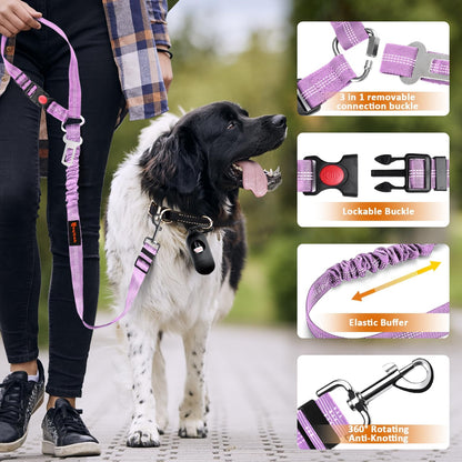 Removable Dog Seat Belt Harness for Car, 3 in 1 Pet Dog Car Seatbelt Leash, Retractable Restraint