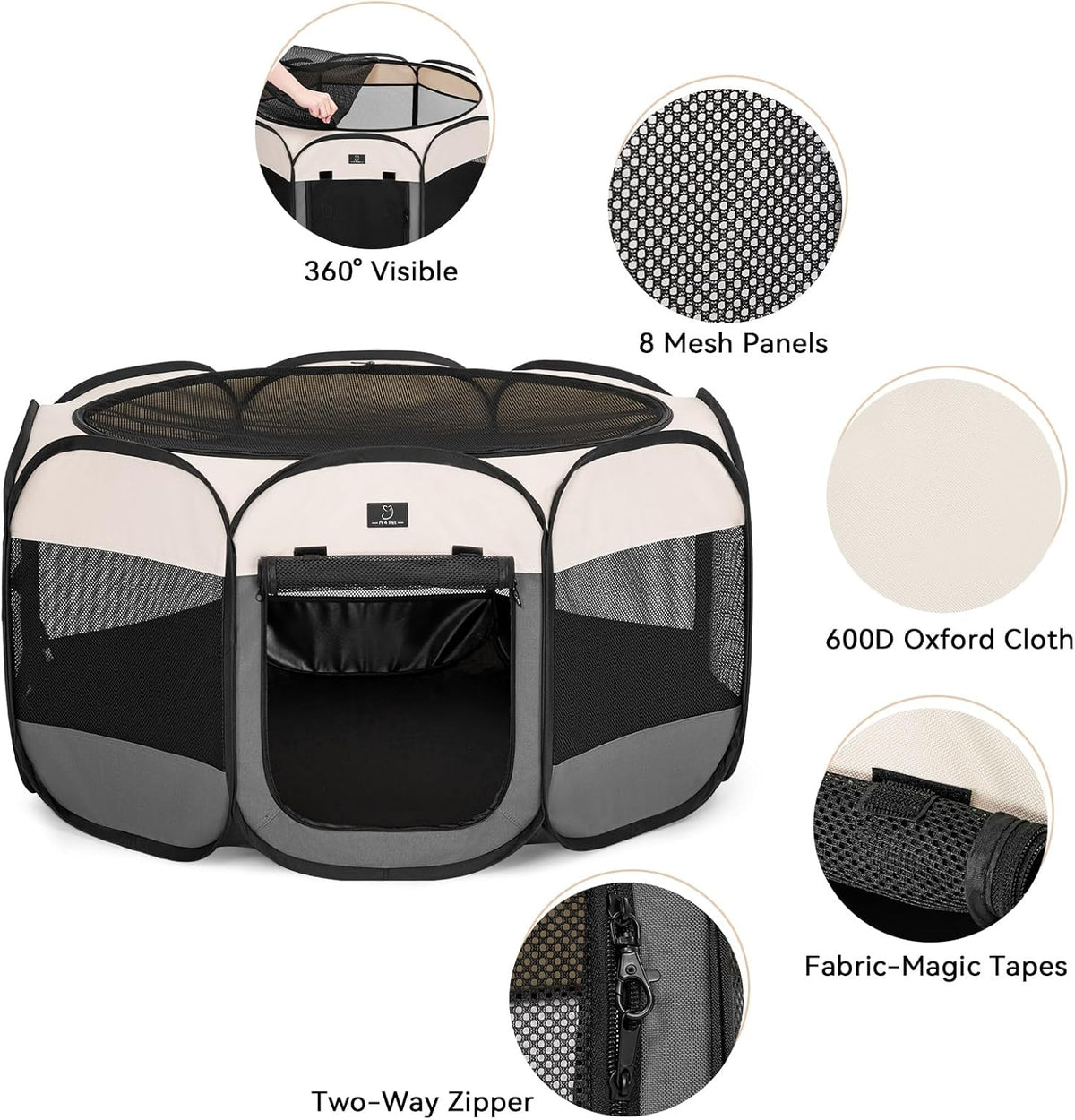 A4Pet Cat Playpen, 39.5” Pop Up Dog Playpen with Bowl, Suitable for Puppies, Kittens, and Small