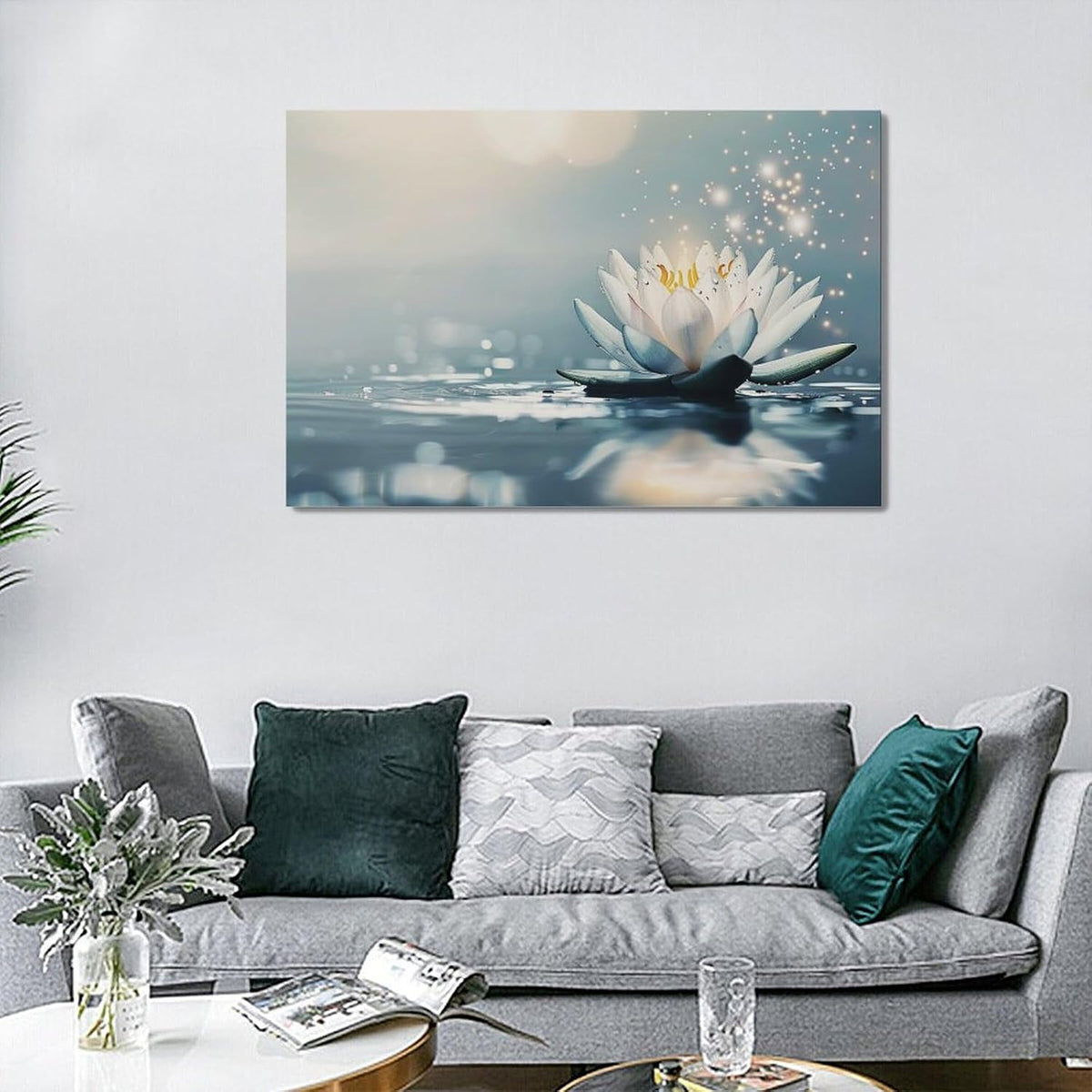 Bathroom Lotus Wall Art Floral Pictures Zen Meditation Wall Decor Yoga Spa Spiritual Canvas Print