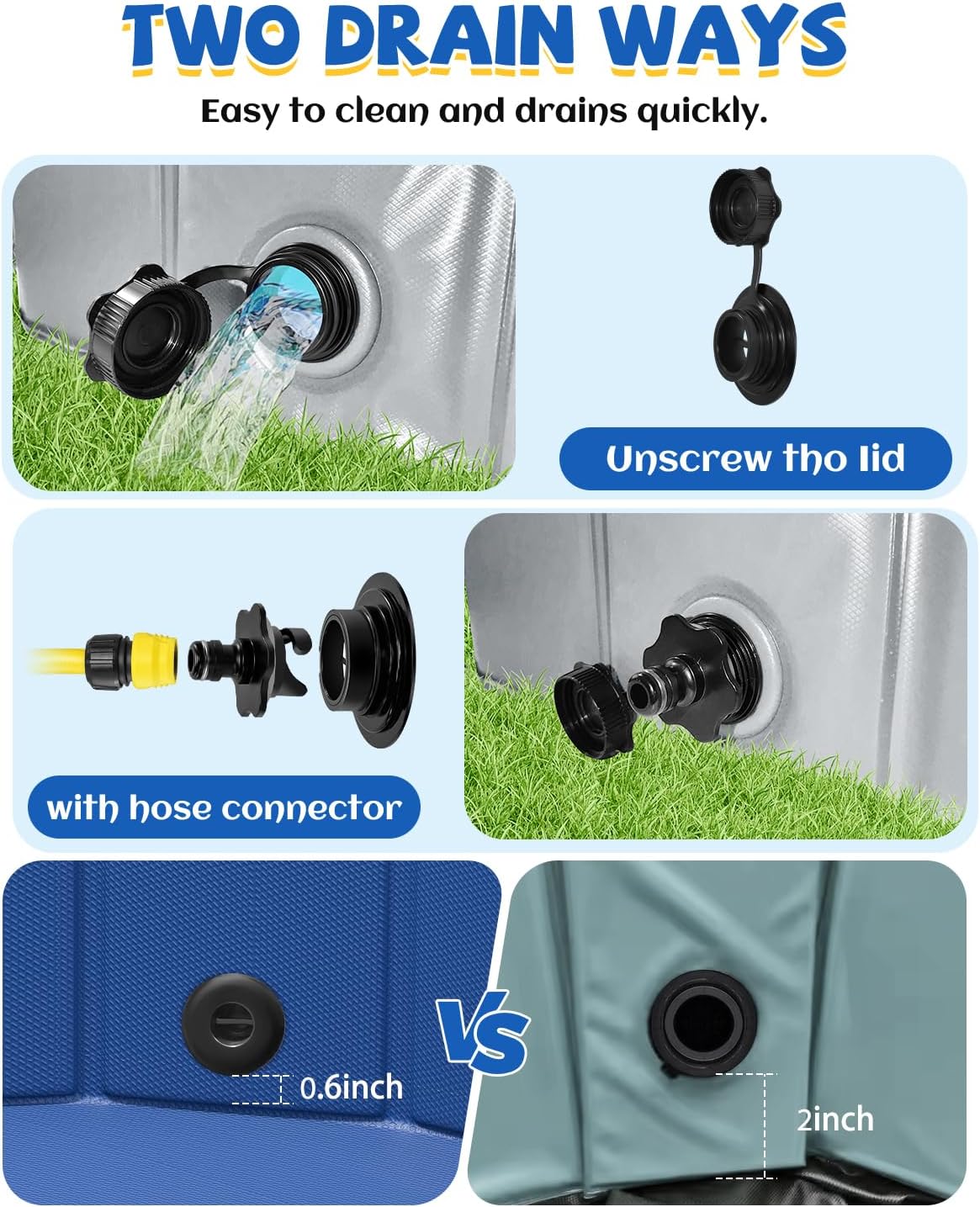 YSJILIDE Portable Dog Pool PVC Pet Swimming Pool Bathtub Collapsible Dog Pool, Hard Plastic Pool
