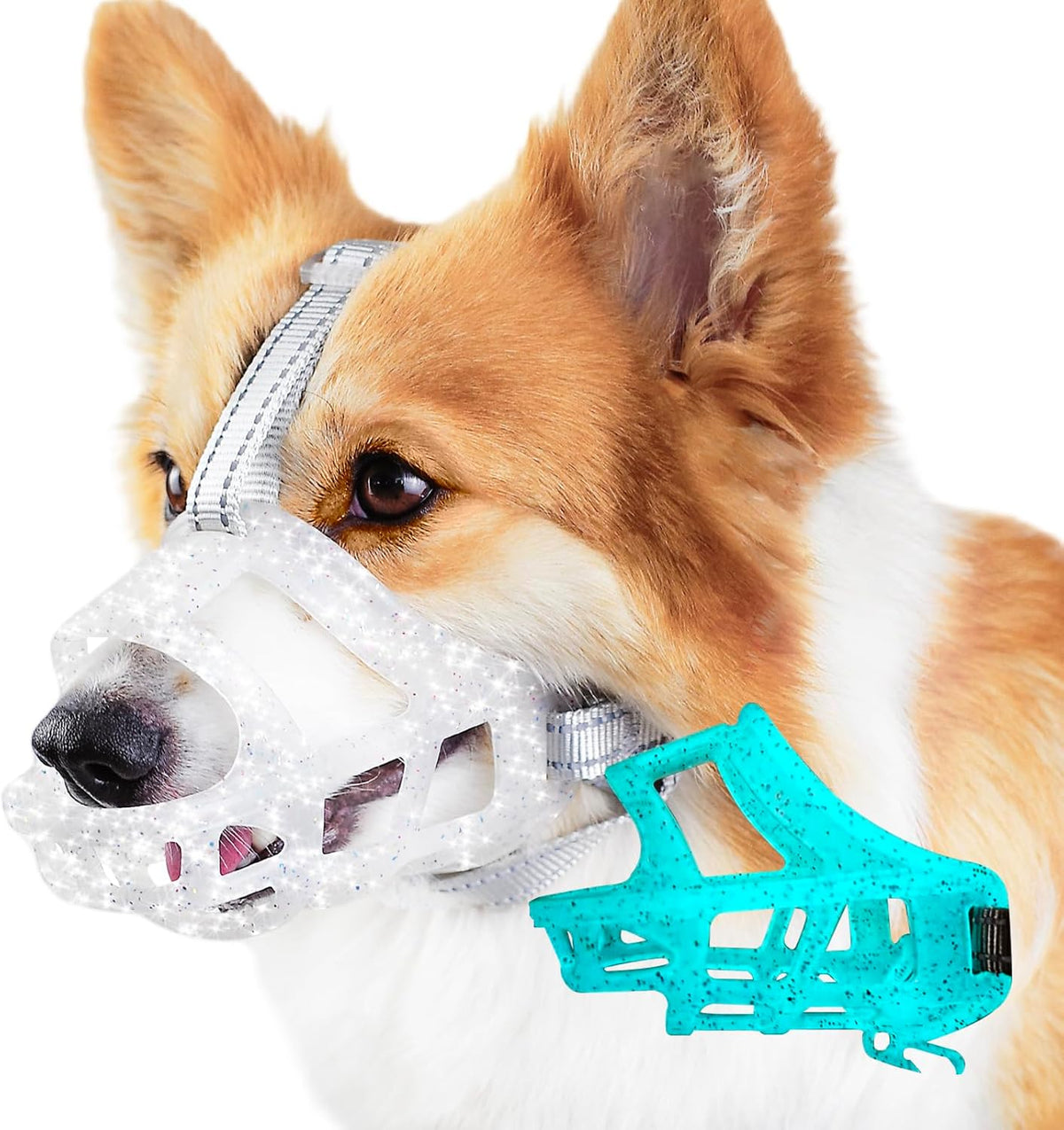 Glow-in-The-Dark Dog Muzzle, Basket Muzzle for Small Medium Large Dogs,Anti-Biting Chewing