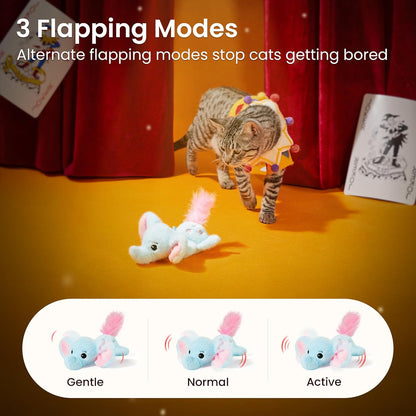 Potaroma Cat Toys Flapping Elephant, Interactive Realistic Kitten Toy Stuffed with Catnip and