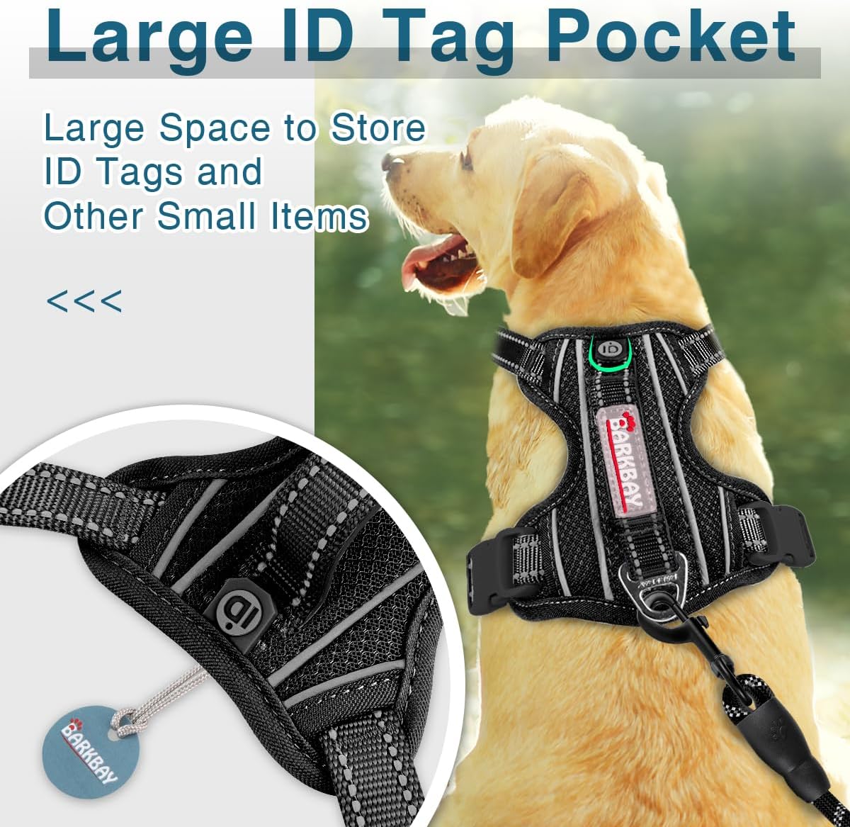 BARKBAY Dog Harness No Pull with ID Tag Pocket - Heavy Duty, Reflective, Easy Control for Large