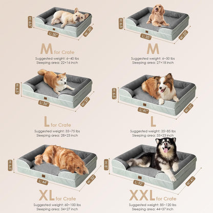EHEYCIGA Orthopedic Dog Beds for Large Dogs, Waterproof Memory Foam Large Pet Bed with Sides