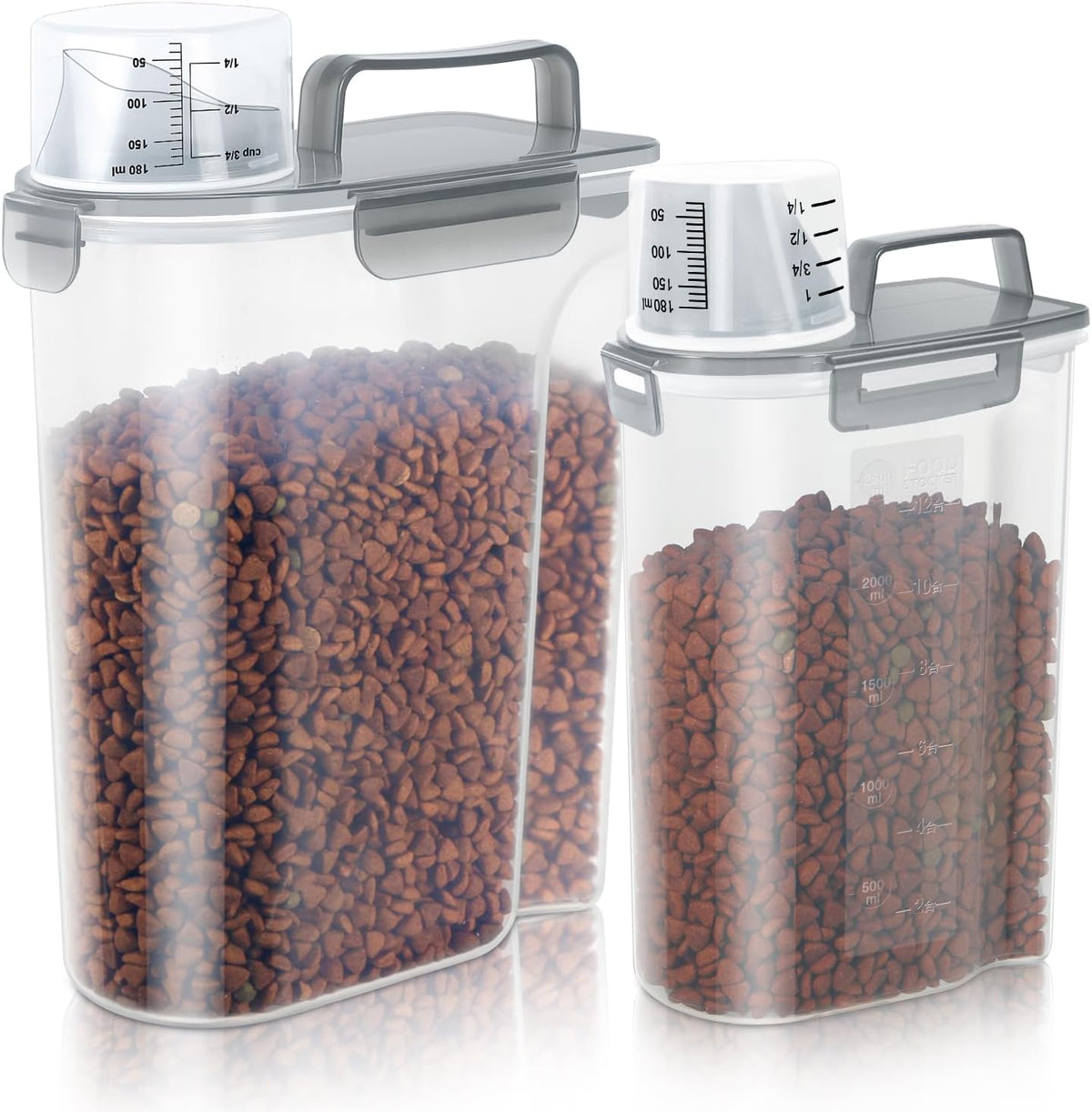 Cat Dog Food Storage Container, Upgraded Large Nozzle BPA-free, 3&5lbs Plastic Pet Food Storage