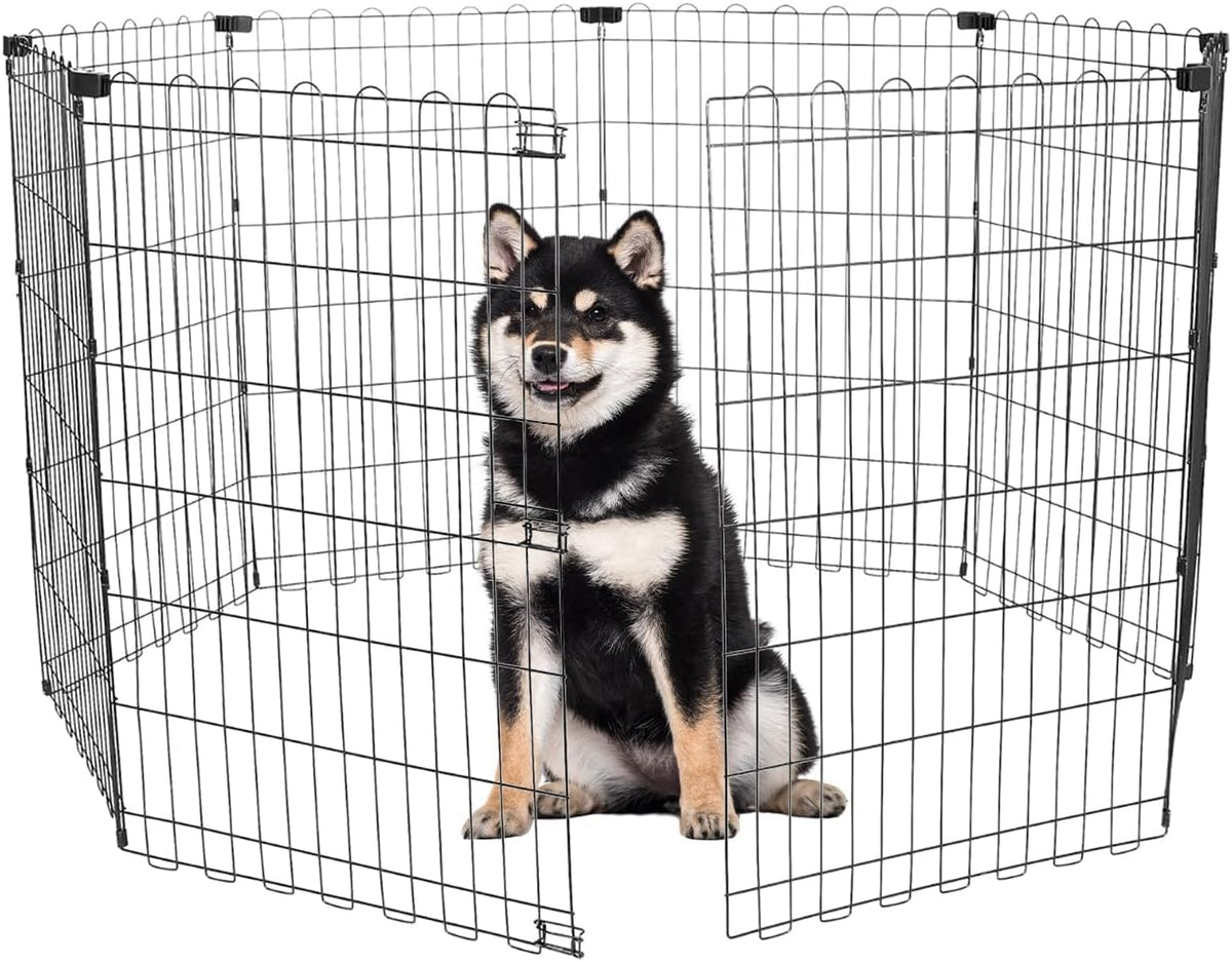Foldable Dog Playpen 36" Height 8 Panels Metal Exercise Pen No Door - Indoor/Outdoor Dog Play Pen