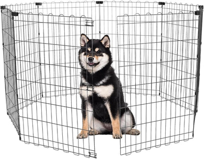 Foldable Dog Playpen 36" Height 8 Panels Metal Exercise Pen No Door - Indoor/Outdoor Dog Play Pen