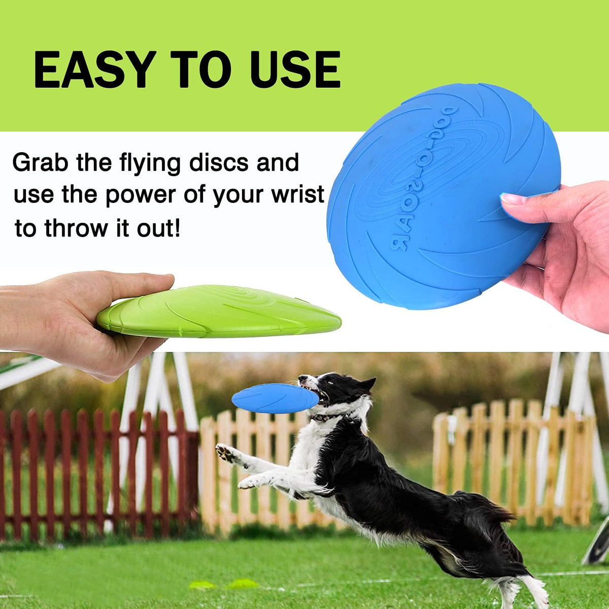 Dog Flying Disc, 2 Pack Dog Flyer Toys, Soft Rubber Interactive Lightweight Flying Disc Dog Toy for