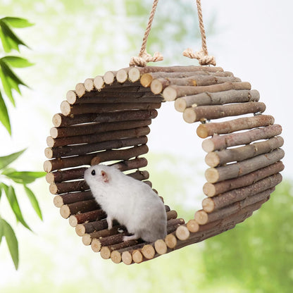 Bird Parrot Swing Toys, Hanging Bird Tree Caves, Natural Apple Wood Parrot Hammock, Bird Cage