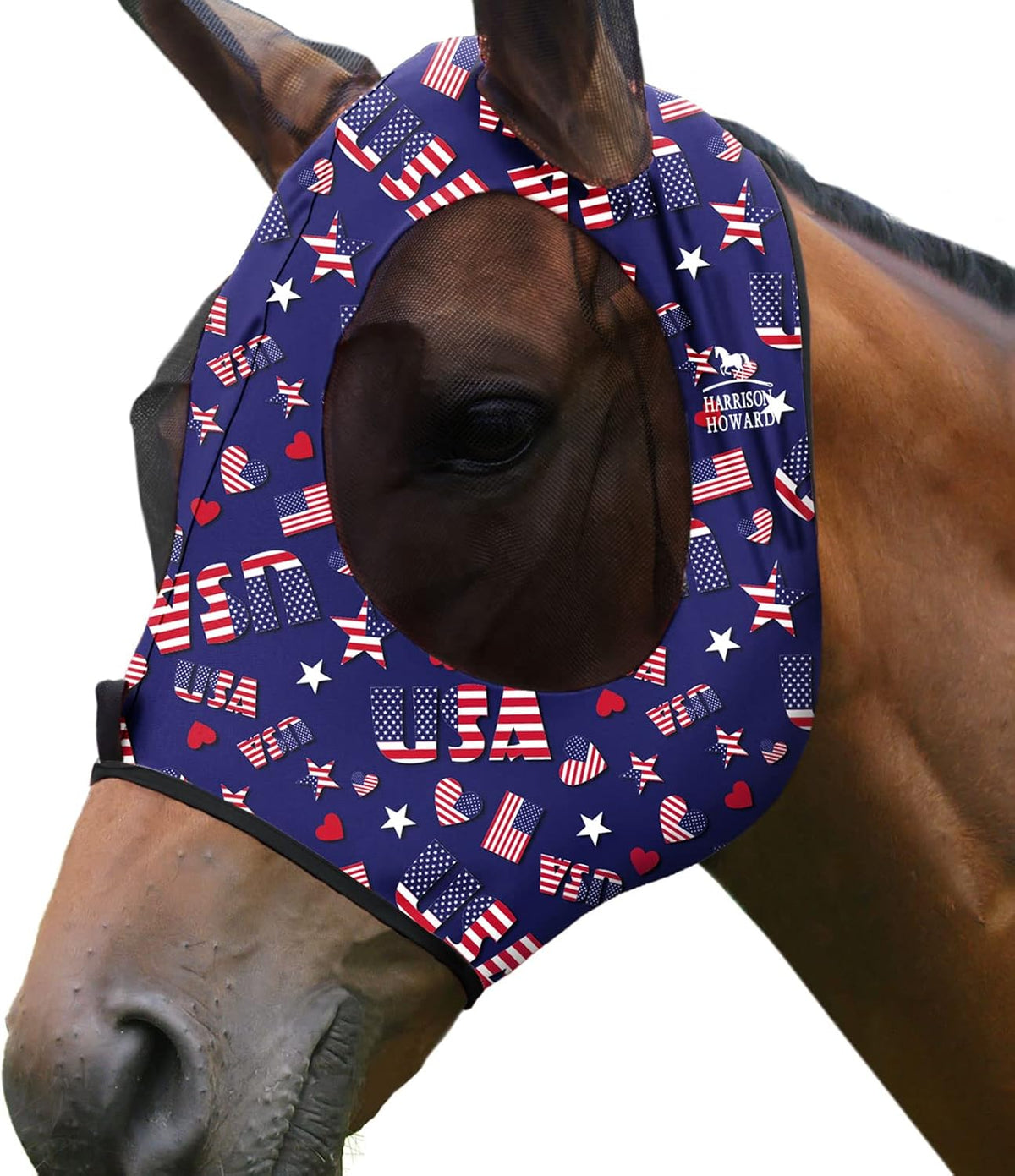Harrison Howard Super Comfort Stretchy Fly Mask Large Eye Space with UV Protection Soft on Skin