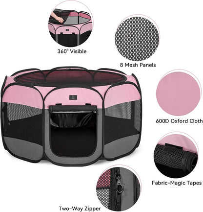 A4Pet Puppy Playpen Indoor, 39.5” Portable Pet Playpen with Bowl, Suitable for Puppies, Kittens