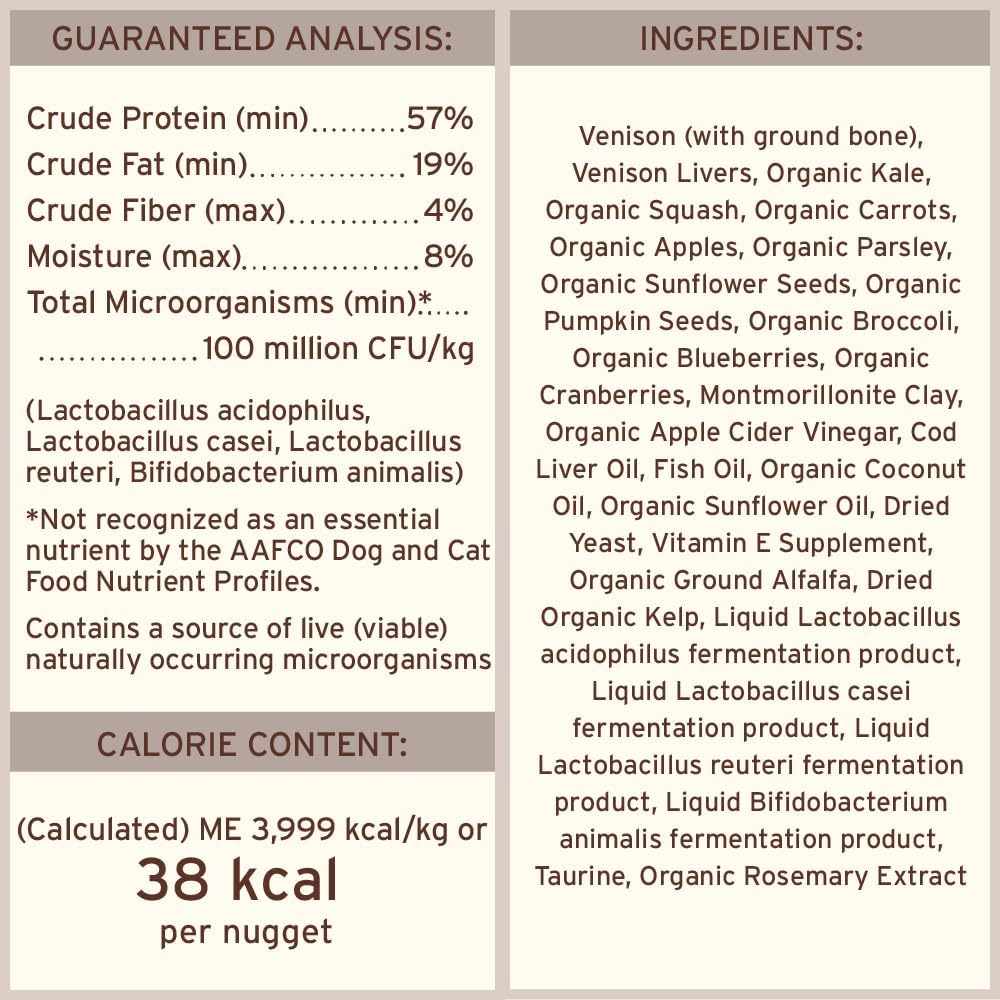 Primal Freeze Dried Raw Dog Food Nuggets, Venison, Complete & Balanced Meal, Also Use as Topper or