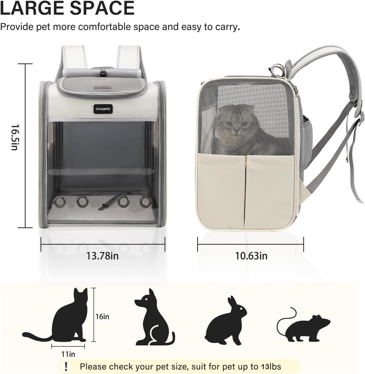 Cat Carrier Backpack,Cat Carrier with Window Blind，Cat Backpack for Small Cats Dogs, Safety Straps