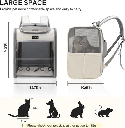 Cat Carrier Backpack,Cat Carrier with Window Blind，Cat Backpack for Small Cats Dogs, Safety Straps