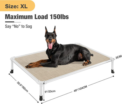 Veehoo Chew Proof Elevated Dog Bed - Cooling Raised Pet Cot - Silver Aluminum Frame and Durable
