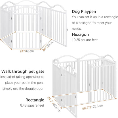 BHG Metal No-Assembly Freestanding Dog Gate with Door Walk Through, Extra Wide 144", Extra Tall 32"