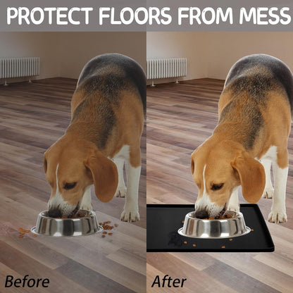 MateeyLife Silicone Cat & Dog Food Mat for Floors Waterproof, Anti-Slip Dog Bowl Mats for Food and
