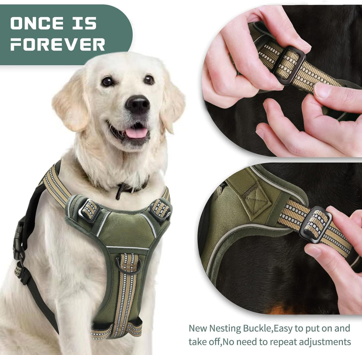 No Pull Dog Harness for Large Dogs, Adjustable No Choke Pet Vest with Dog Leash Fit Smart