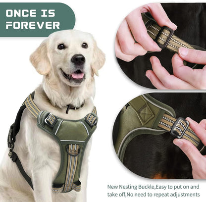 No Pull Dog Harness for Large Dogs, Adjustable No Choke Pet Vest with Dog Leash Fit Smart