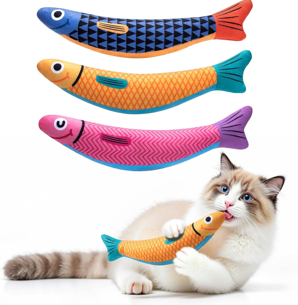 Interactive Cat Toys with[5000mg Premium A+Catnip][Baby Grade] Soft Chew Kicker Cat Toys for Indoor
