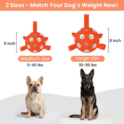 Dog Toys Soccer Ball with Straps, Durable Dog Balls, Interactive Dog Toys for Tug of War, Floating