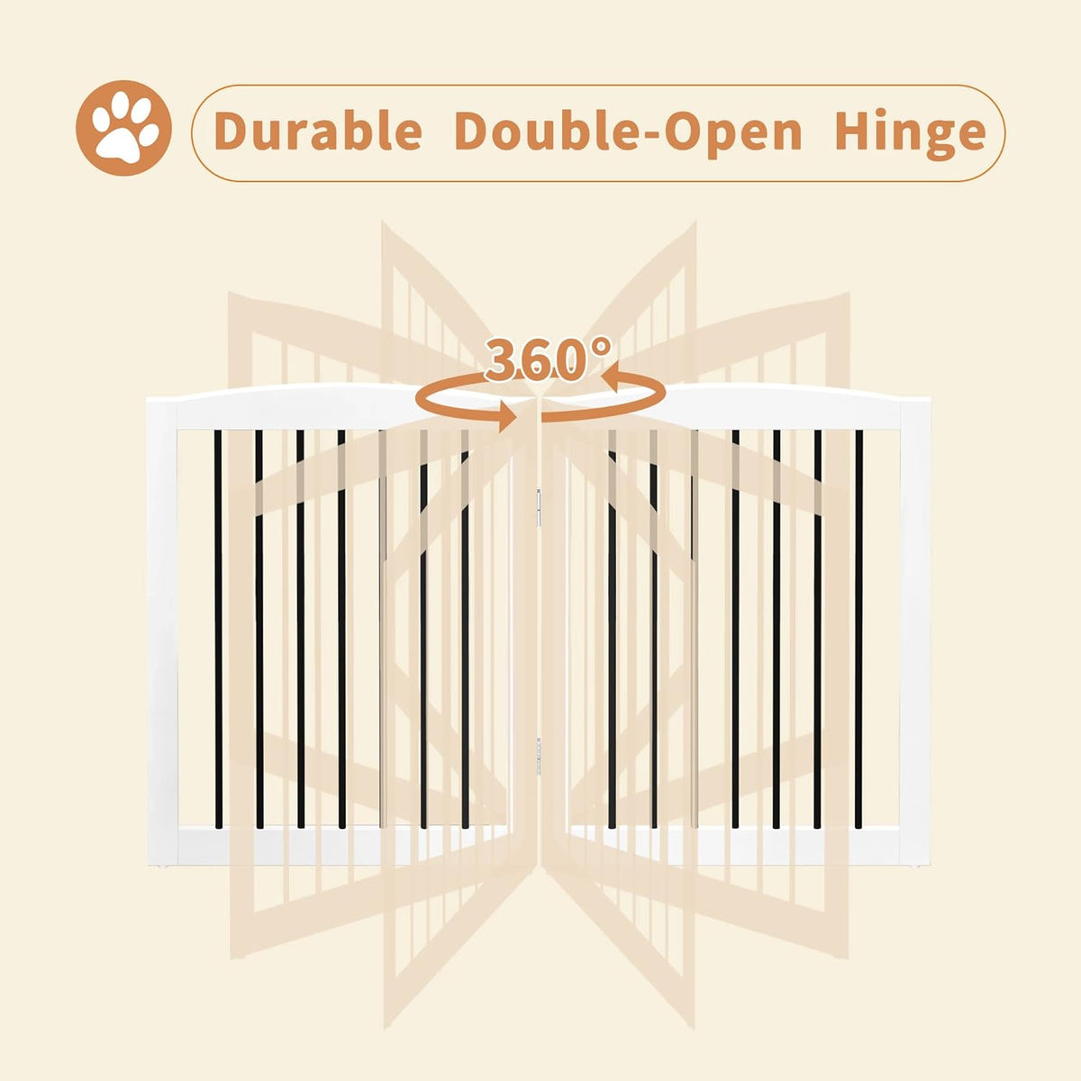 Freestanding Pet Gate for Dogs, Foldable Wooden Dog Gate for House, Indoor Pet Barrier for Stairs